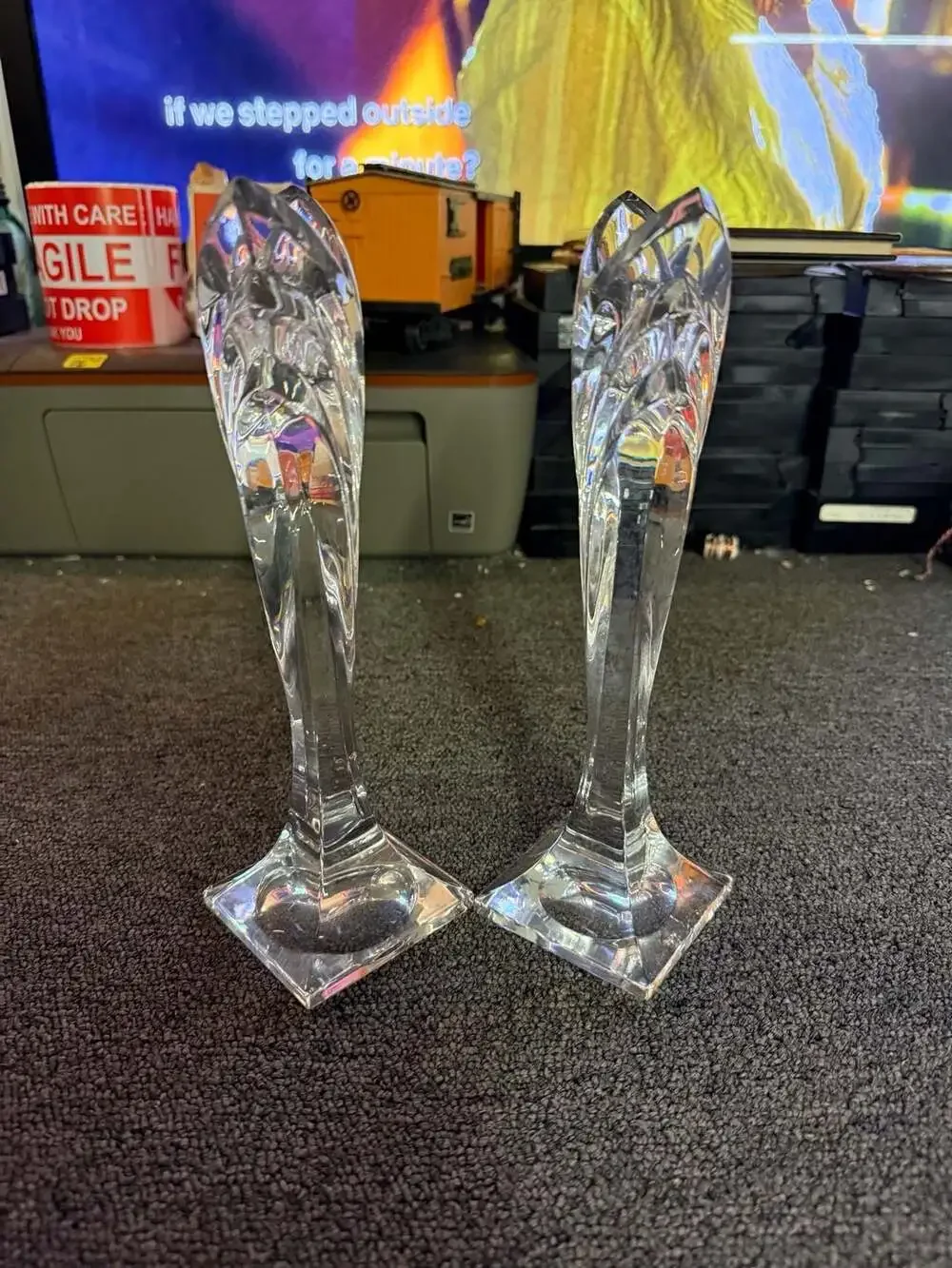 Pair of Mikasa Deco Crystal Taper Candle Holders